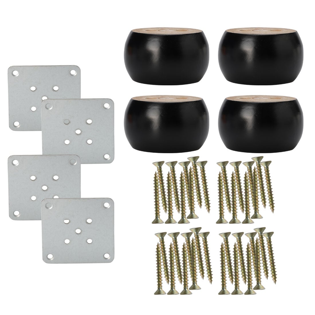 with Screws Solid Wooden Furniture Feet,Heavy Duty Furniture Legs,Unfinished Bun Feet for Cabinet Sofa Ottoman Tv Stand Loveseat Dresser,Easy to Install Wood Legs for Furniture,Set of 4