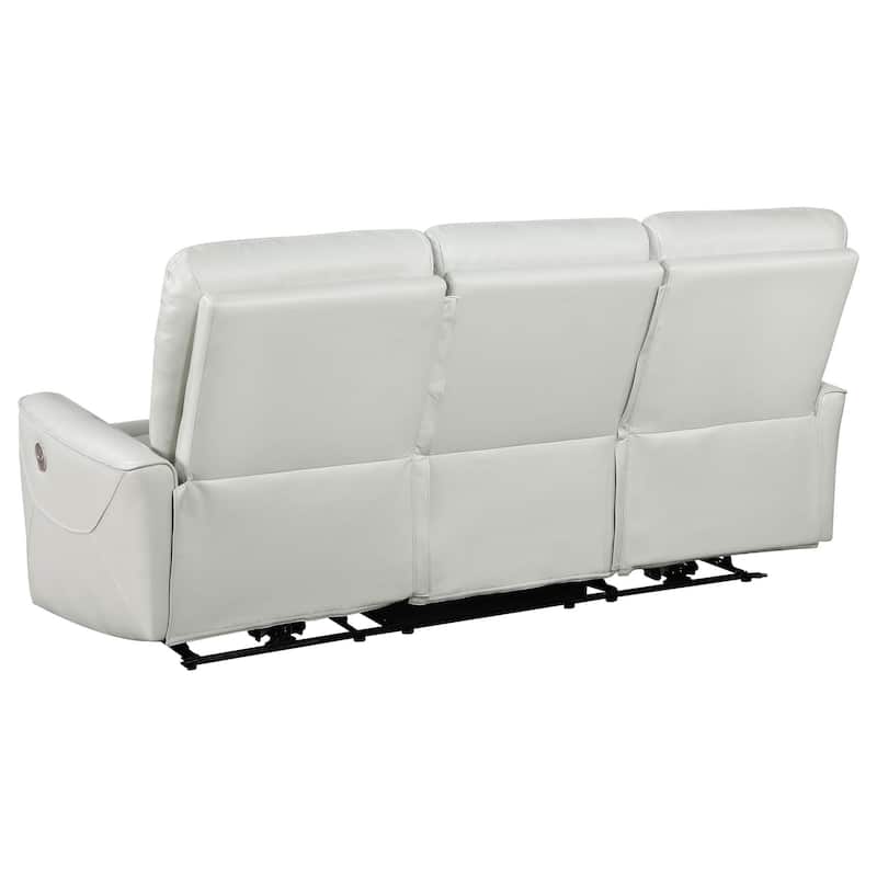 Lima Power Recliner Sofa, Ivory Faux Leather, USB Port, Cushions, 83 Inch