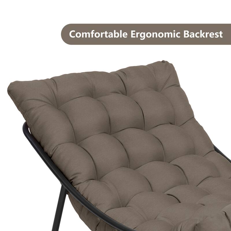Outdoor Metal Frame Rocking Chair with Water-Resistant Cushions