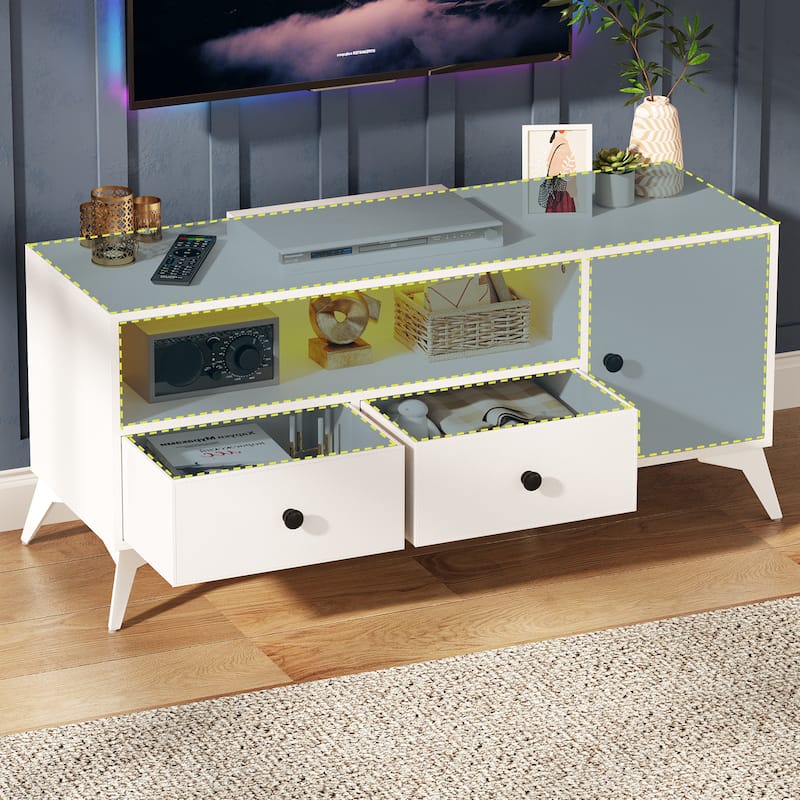 TV Stand Console Table RGB LED Light Cabinet Open Media Storage Gaming Entertainment Center - 47.24" L x 15.74" W x 20.47" H