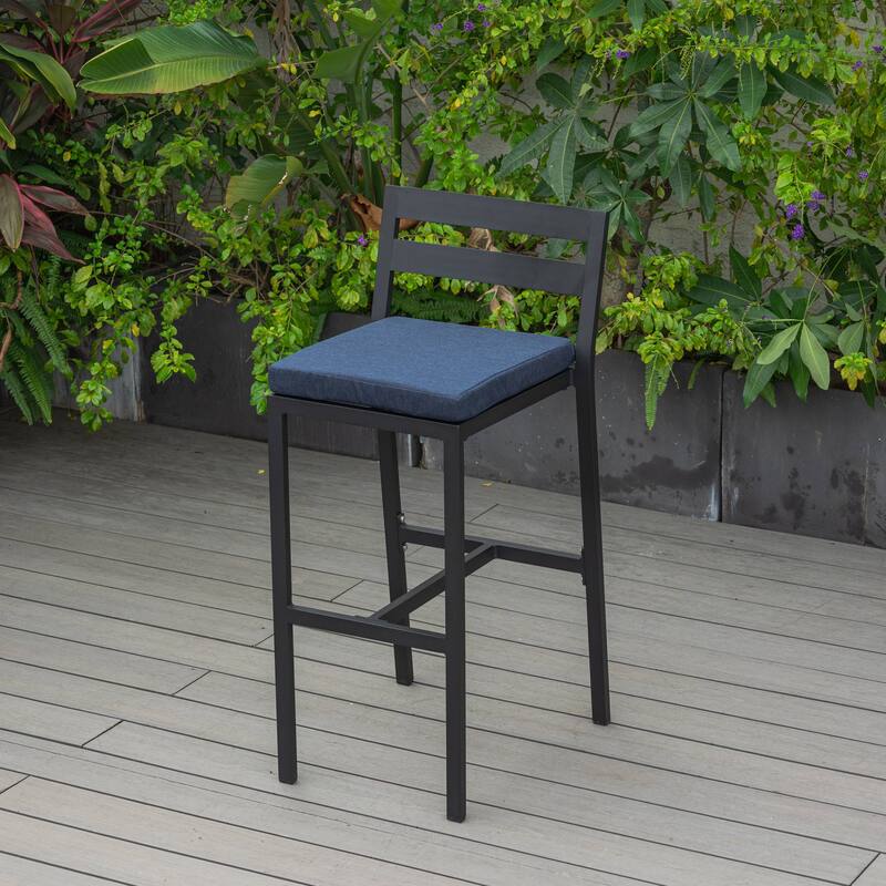 Chelsea Patio Bar Stool in Powder-Coated Aluminum Frame with Removable Cushion