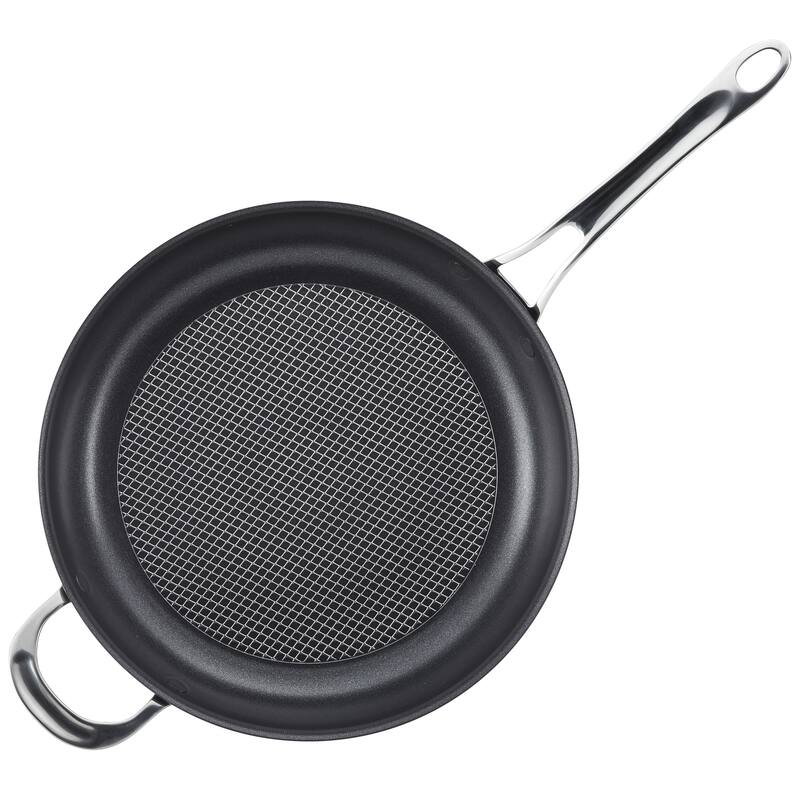 Anolon X Hybrid Nonstick Induction Frying Pan With Helper Handle, 12-Inch, Charcoal Gray