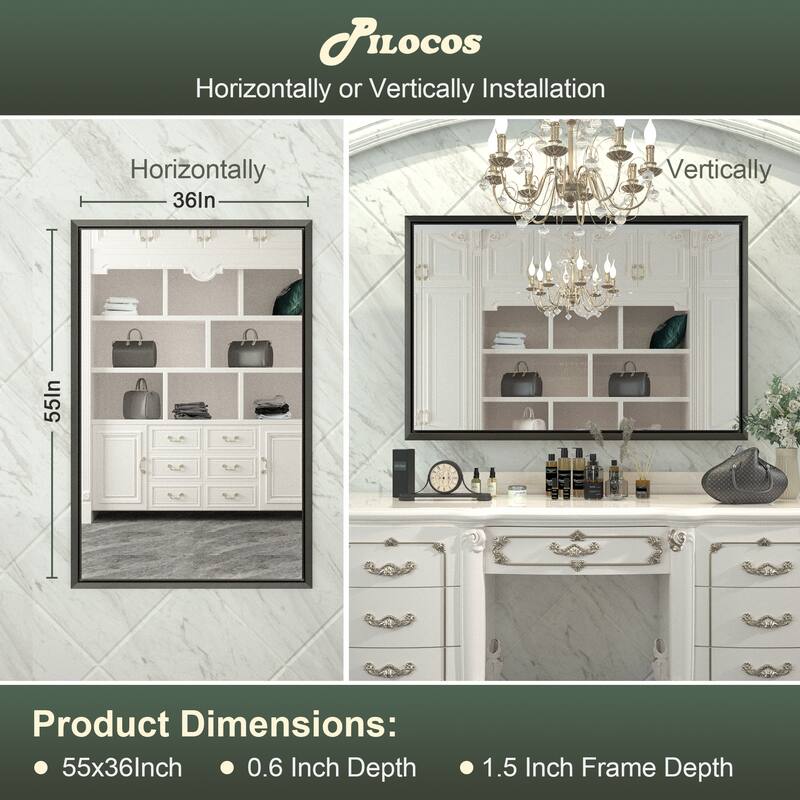 Bathroom Mirrors Wall Mounted Rectangle Vanity Cosmetic Makeup Mirror