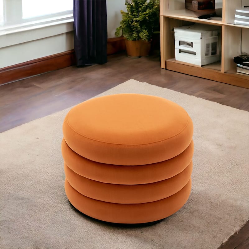 24'' L Upholstered Round Storage Ottoman Footstool