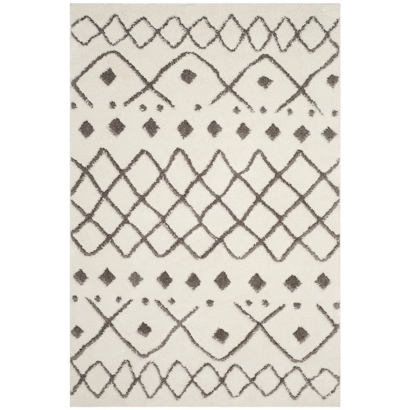 SAFAVIEH Sparta Shag Albertina 1.2-inch Thick Rug - 6'7" x 9'6" - Ivory/Grey