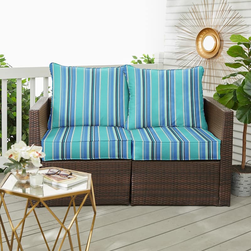 Sorra Home Sunbrella Outdoor Loveseat Pillow and Cushion Set