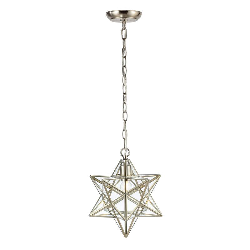 Lynn Moravian Star Metal/Clear Glass LED Pendant, by JONATHAN Y - 1 Light