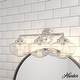 preview thumbnail 1 of 8, Hunter Saddle Creek Vanity Wall Light - Transitional, Vintage Schoolhouse - Damp Rated! 3- Light - Brushed Nickel -Clear Seeded Glass