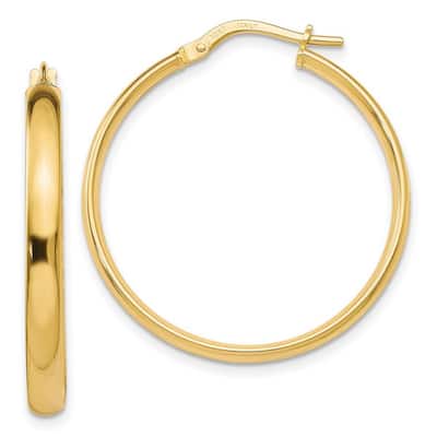 Curata 10k Yellow Gold Italian Polished 3mm Domed Hoop Earrings -