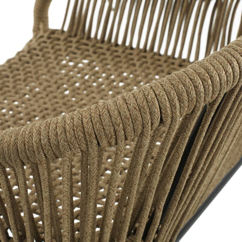 Neri Iron Outdoor Patio Rope Weave Barstools (Set of 2) by Christopher Knight Home