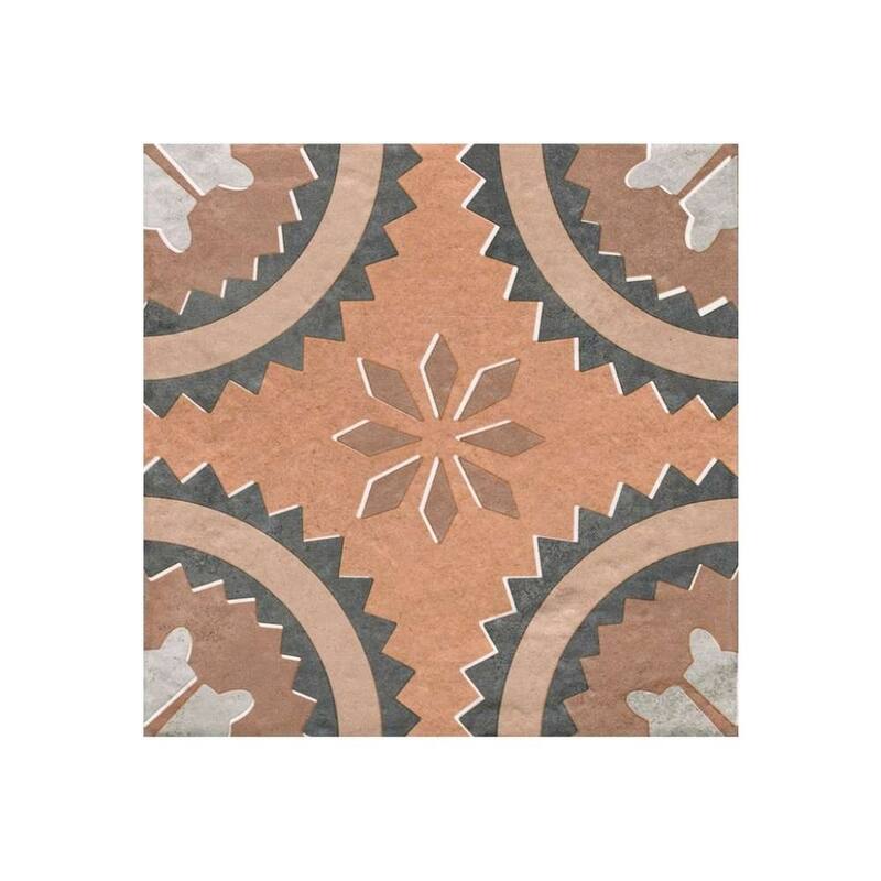 Verity Poppy 8x8 Matte Porcelain Encaustic Tile - Floor, Wall, Backsplash