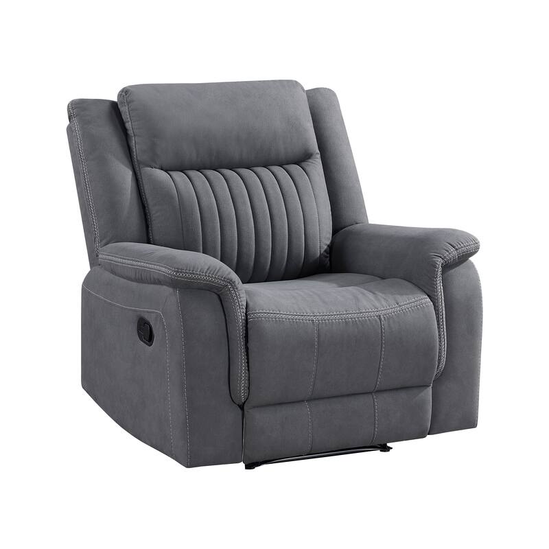 Lenore Polished Microfiber Manual Reclining Chair - Gray