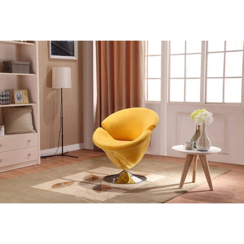 Manhattan Comfort Tulip Velvet Swivel Accent Chair - Yellow
