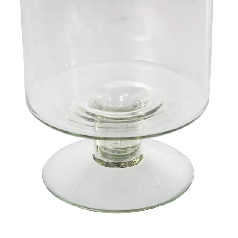 Glass Candle Holder with Elevated Base - Clear - Roche River Decor - 6"W x 6"L x 13"H