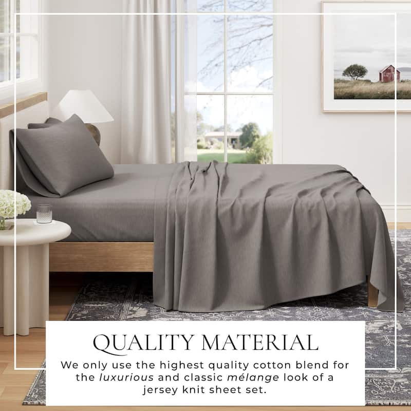 Linery & Co. Heathered Melange Cotton Jersey Knit Sheet Set