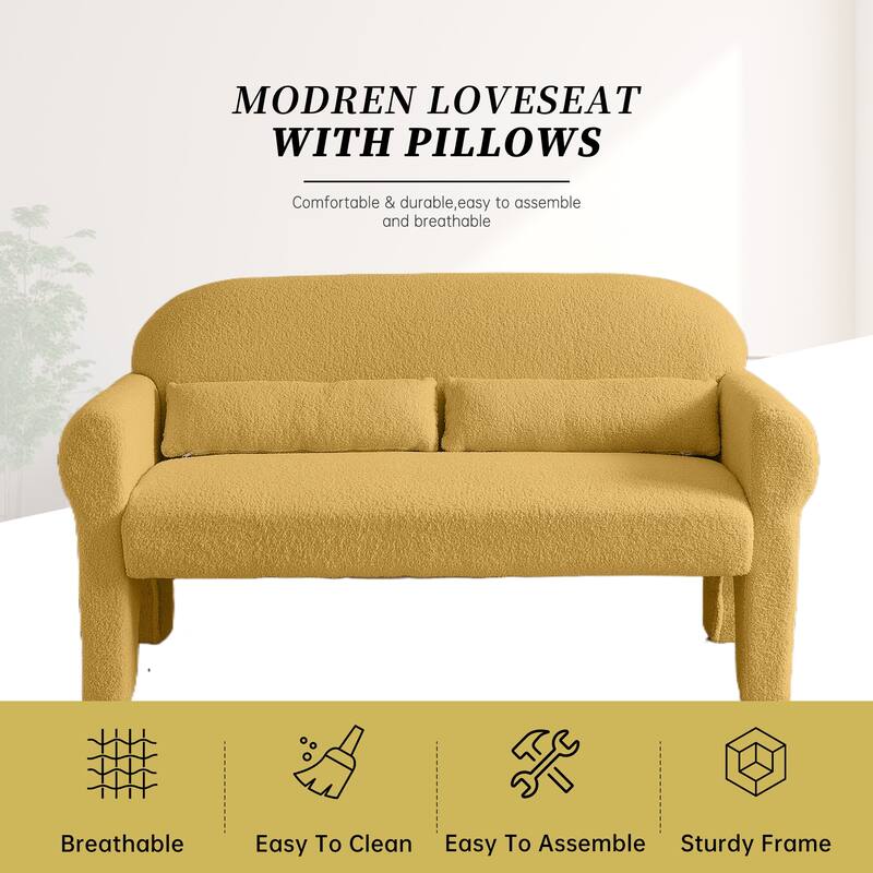 Modern teddy fabric loveseat for Living room