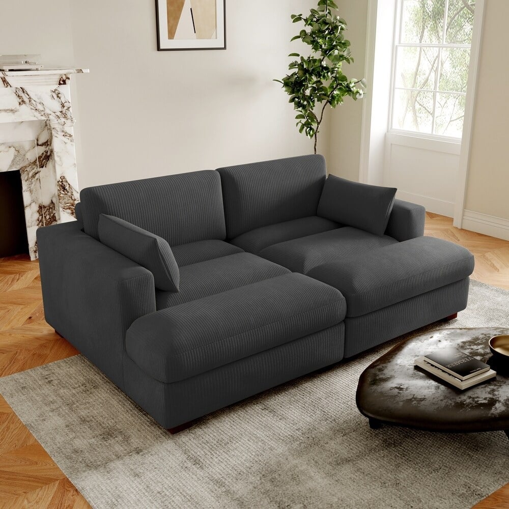 84" Corduroy Modular Sectional Sofa Couch for Living Room - 84" W