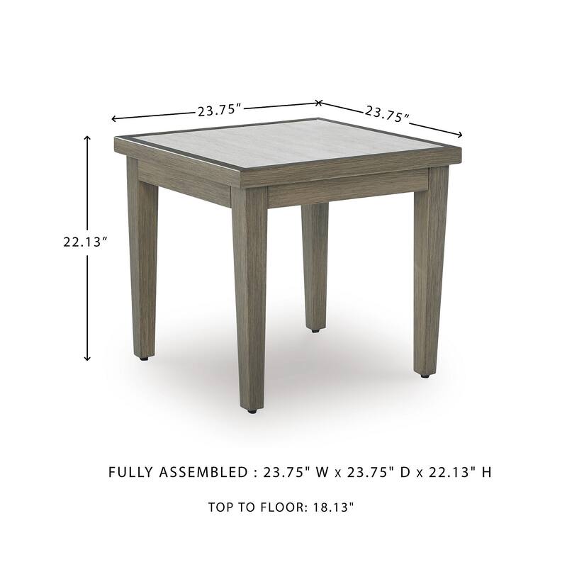 Signature Design by Ashley Rainier Ranch Brown/Beige Outdoor End Table - 23.7" W x 23.7" D x 22.05" H