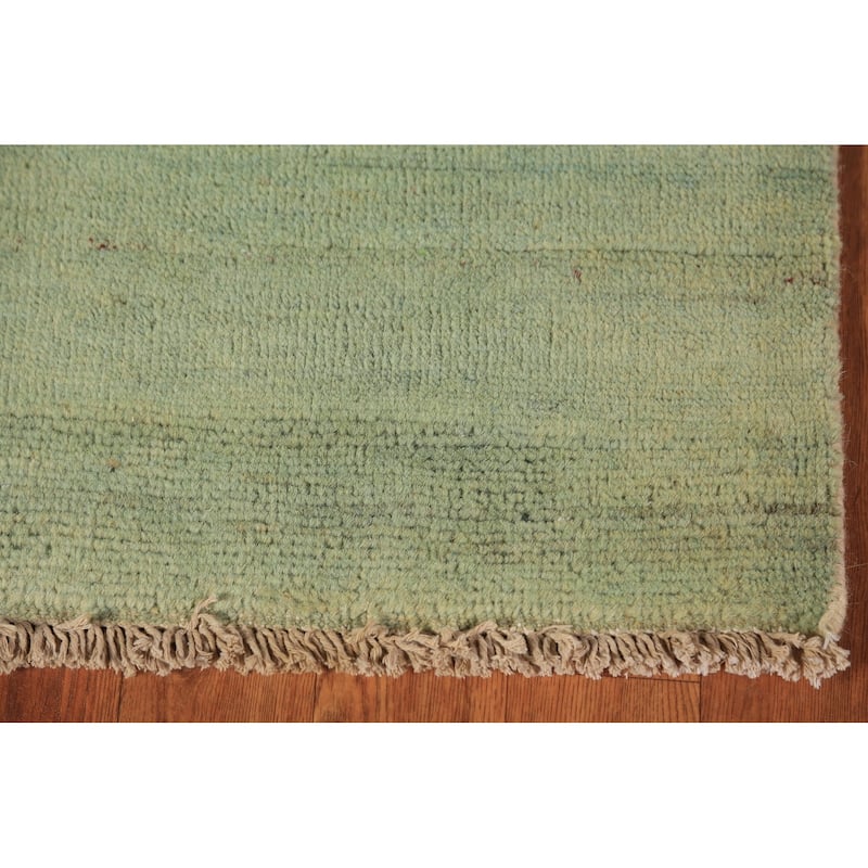Light Green Gabbeh Modern Oriental Rug Handmade Wool Carpet - 3'3" x 6'5"