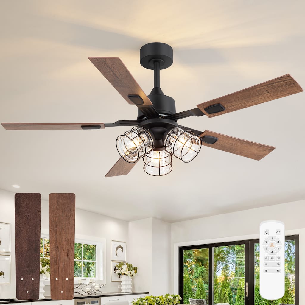 52-inch Industrial Ceiling Fan with Remote and Light (5 Reversible Blades)