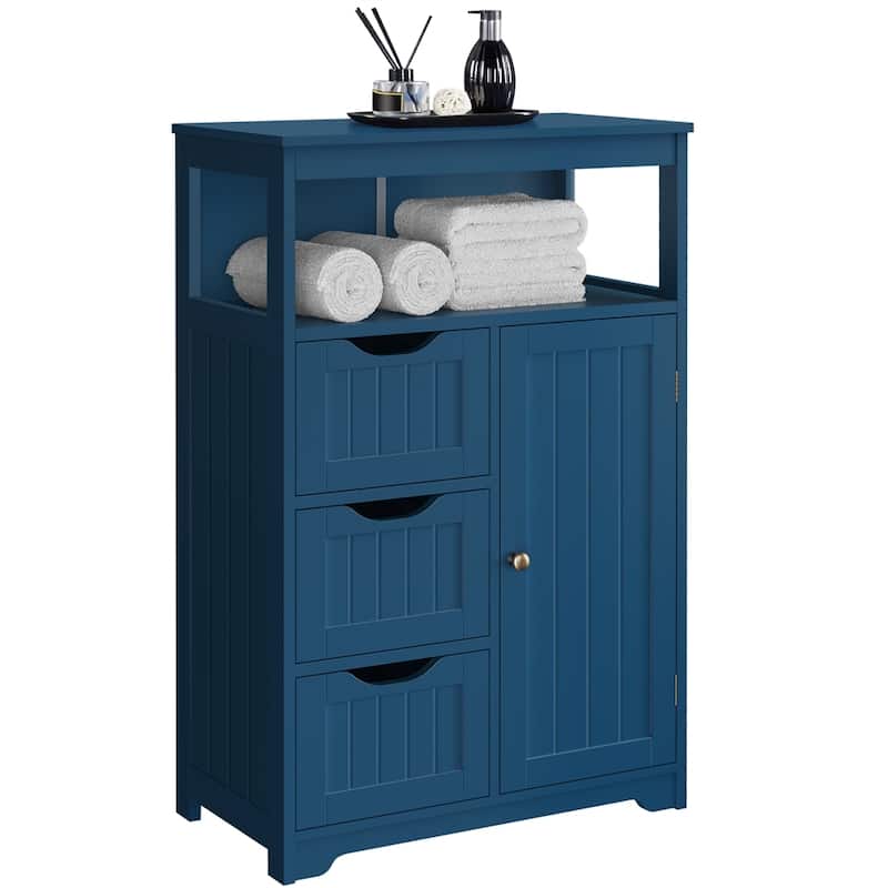 Yaheetech Bathroom Floor Cabinet Bedroom Cabinet Storage Organizer - Navy Blue