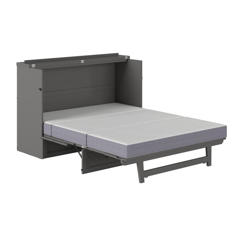 Alpine Murphy Bed Chest with Mattress, Storage Drawer, & Built-in Charger