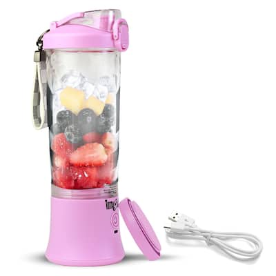 Total Chef Cordless Portable Blender, 20 oz (600 mL) Personal Blender, USB Rechargeable, Lilac Pink