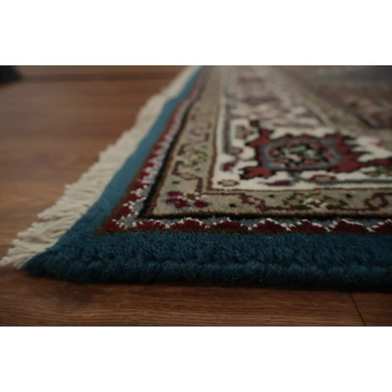 Hand Knotted Oriental 100% Wool Carpet Traditional Floral Navy Blue & Blues Tabriz-Mahi Area Rug - 5' 9'' X 3' 9''