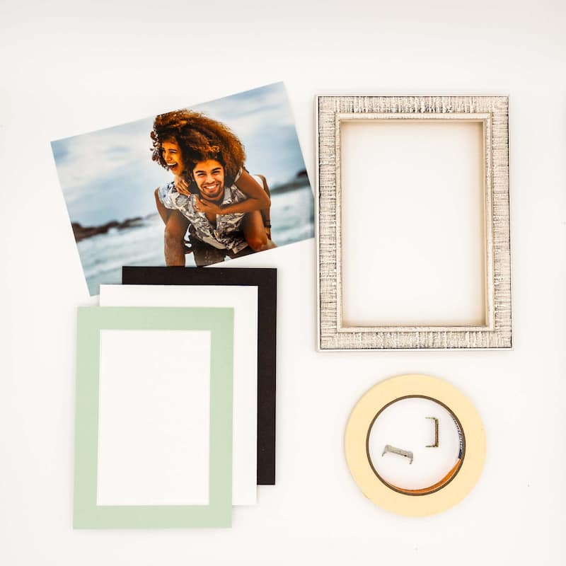 5x5 Mat For 7x7 Frame - Precut Textured Cream Square Shaped Photo Mat Board Opening - Acid Free Matte Bevel Cut For Family Photos, Pack Of 25 Matboards Show Kit With Acid Free Backings & Clear Bags