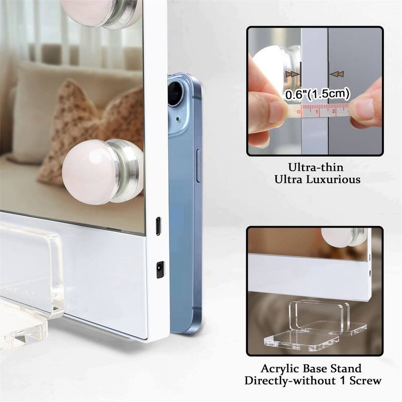 Selfie Vanity Mirror with Remote & Phone Holder