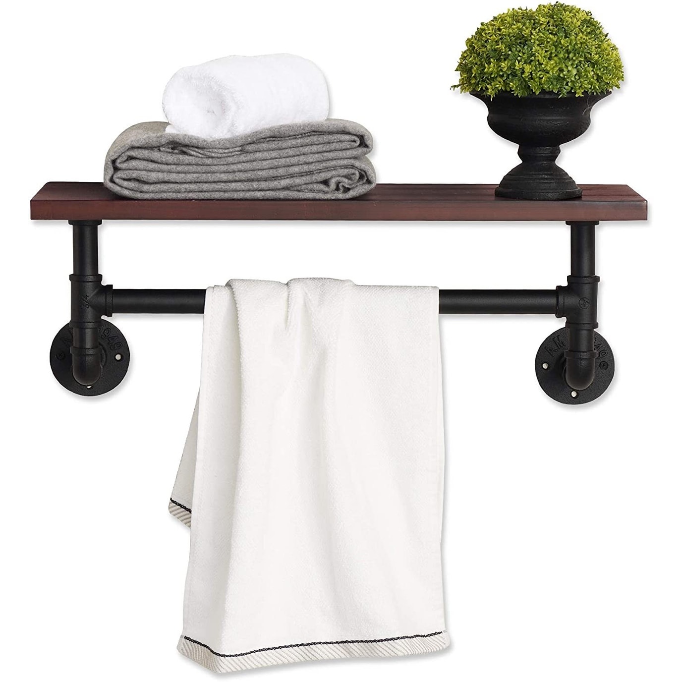 Bathroom Wall Shelf with Towel Bar - The McGarvey Workshop