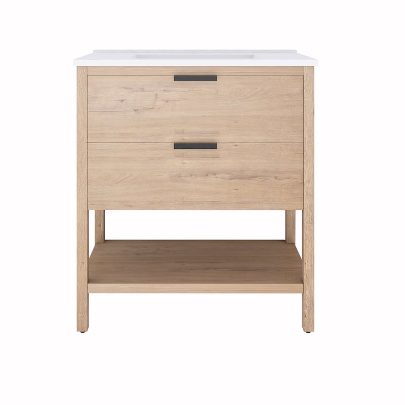 Plywood Freestanding Bathroom Vanity Set with Integrated Sink