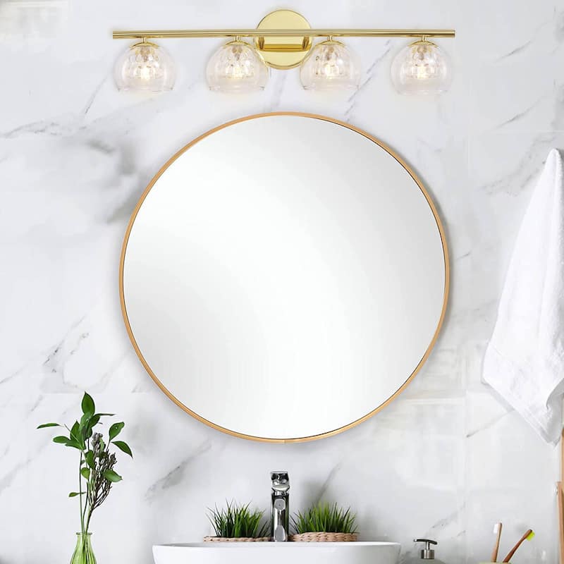 4 - Light Gold Vanity Light Glass Shade For Bathroom - gold