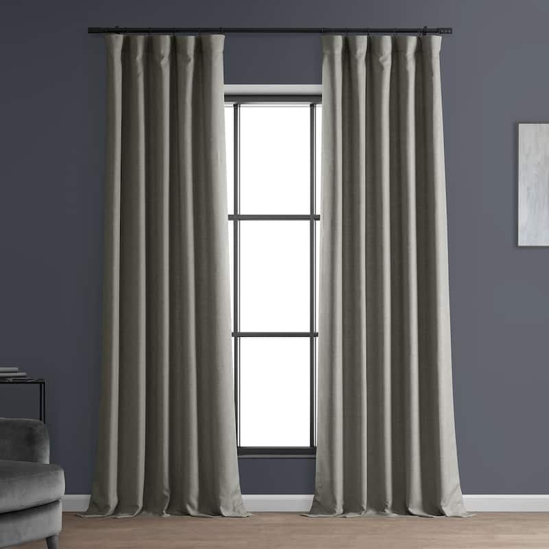 Exclusive Fabrics Italian Faux Linen Room Darkening Curtains (1 Panel) - Sophisticated Drapery for Versatile Décor - 50 X 96 - Taupe Grey