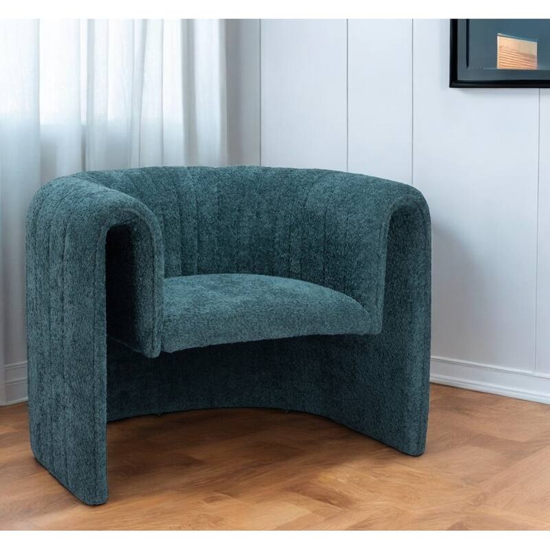 HomeRoots 37" Aquamarine Sherpa And Upholstered Tufted Arm Chair - 37' X '27.6' X '30 - 37' X '27.6' X '30
