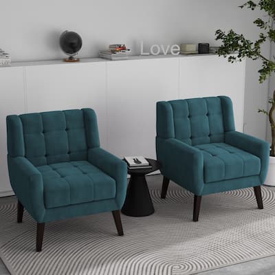 Tufted Arm Chair Upholstered Lounge Chair(Set of 2)