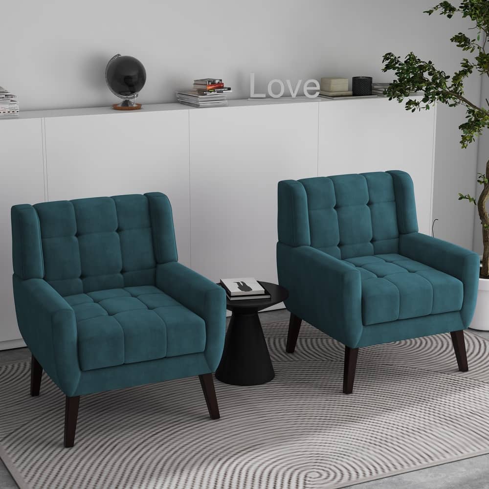 Tufted Arm Chair Upholstered Lounge Chair(Set of 2)