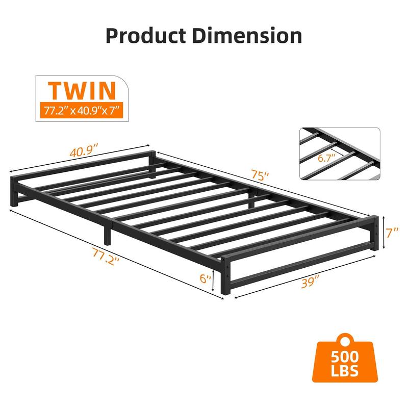 6 Inch Metal Platform Bed Frame with Steel Slat Support
