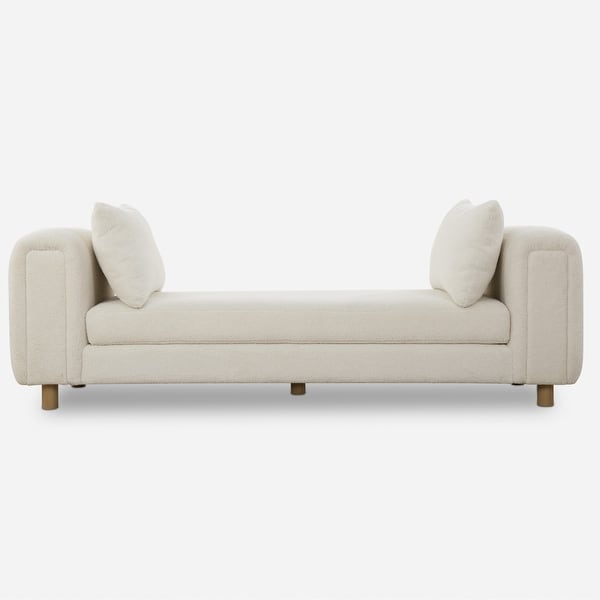 slide 2 of 5, Uttermost 23836 Repose 91" Wide Wood Framed Polyester Bench with Two Ivory