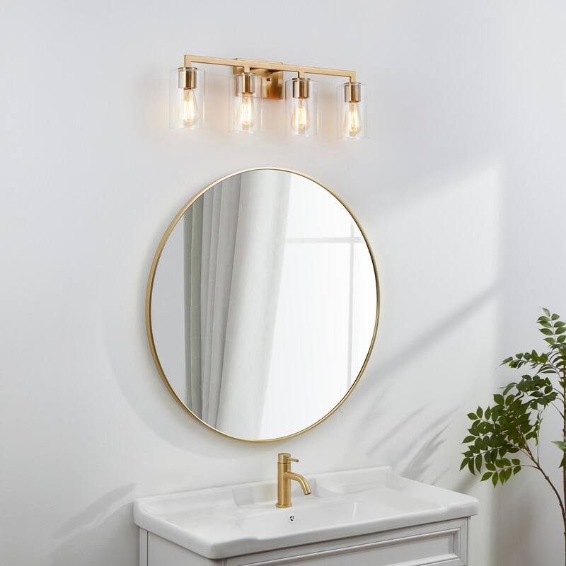 KAWOTI 28.75in 4-Light Bathroom Vanity Light with Clear Glass Shade