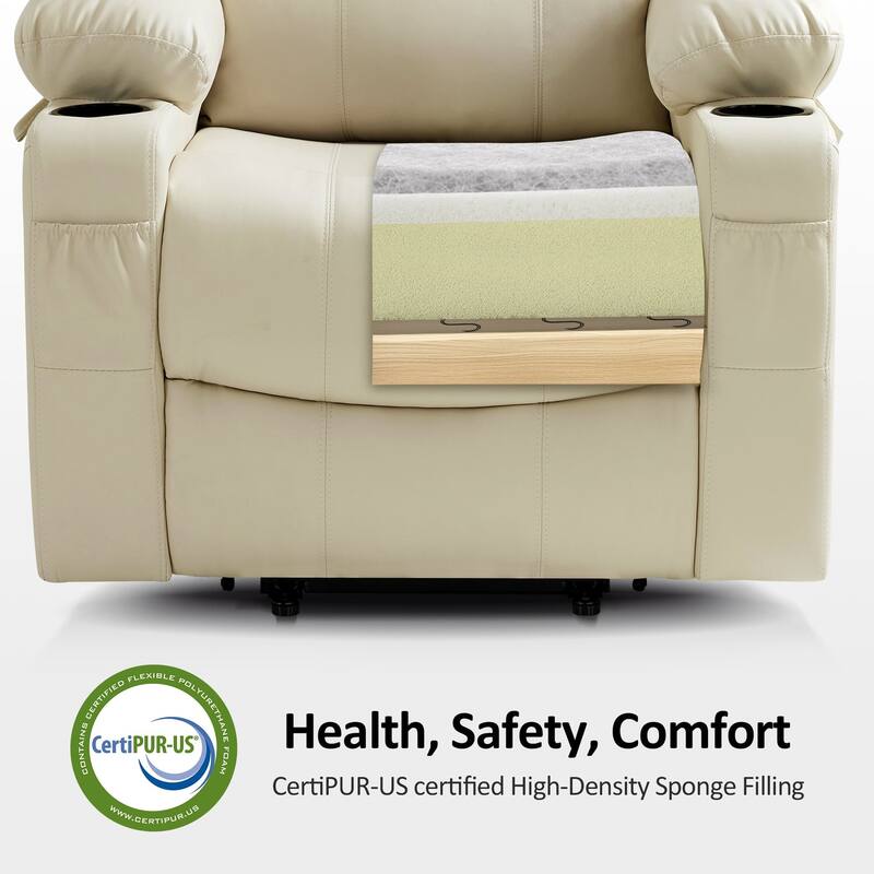 MCombo Electric Power Lift Recliner Chair Sofa with Massage and Heat, 3 Positions, USB Ports, Faux Leather 7040