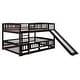 preview thumbnail 15 of 42, Full Over Full Low Bunk Bed with Slide, with Fence and Ladder for Toddler Kids Teens