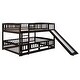 preview thumbnail 44 of 42, Full Over Full Wooden Bunk Bed,Low Bunk Bed with Built-In Ladders and Slides