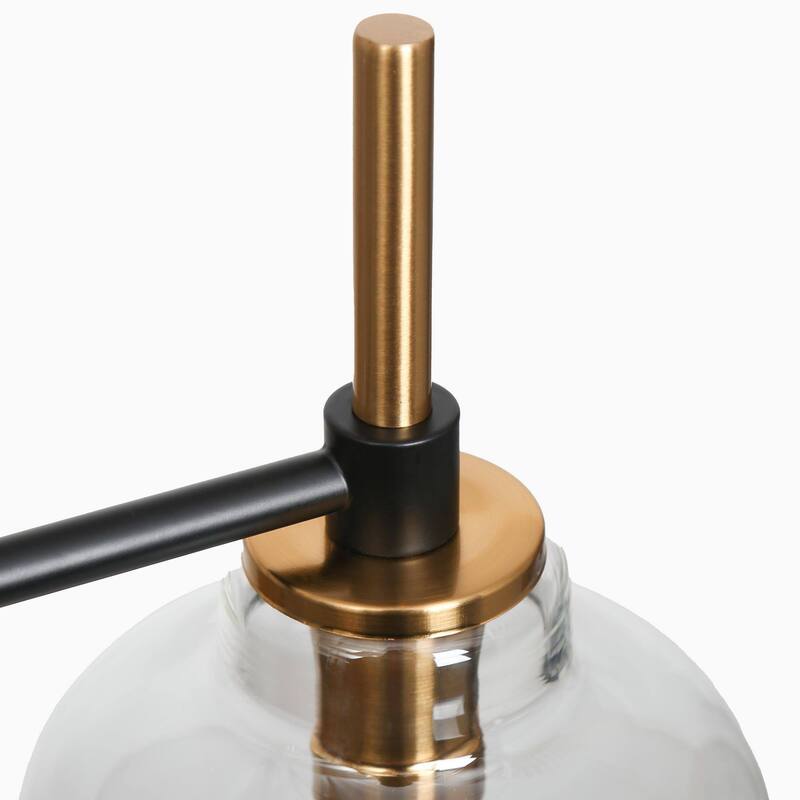 Modern 5-Light Black Gold Wagon Wheel Chandeliers Glass Pendant Light for Kitchen Dining Room