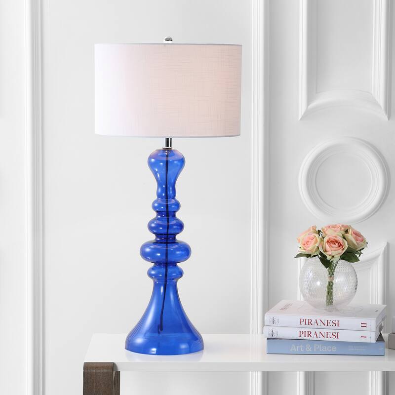 Alba 35" Curved Glass LED Table Lamp, Mercury Glass by JONATHAN Y