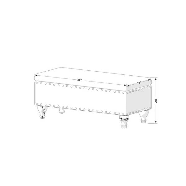 dimension image slide 7 of 8, Copper Grove Muscari Upholstered Storage Bench with Nailhead Trim