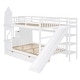 preview thumbnail 39 of 43, Bunk Bed with 2 Drawers & 3 Shelves, Castle Style Bedframe with Slide for Kids Boys/Girls/Teens