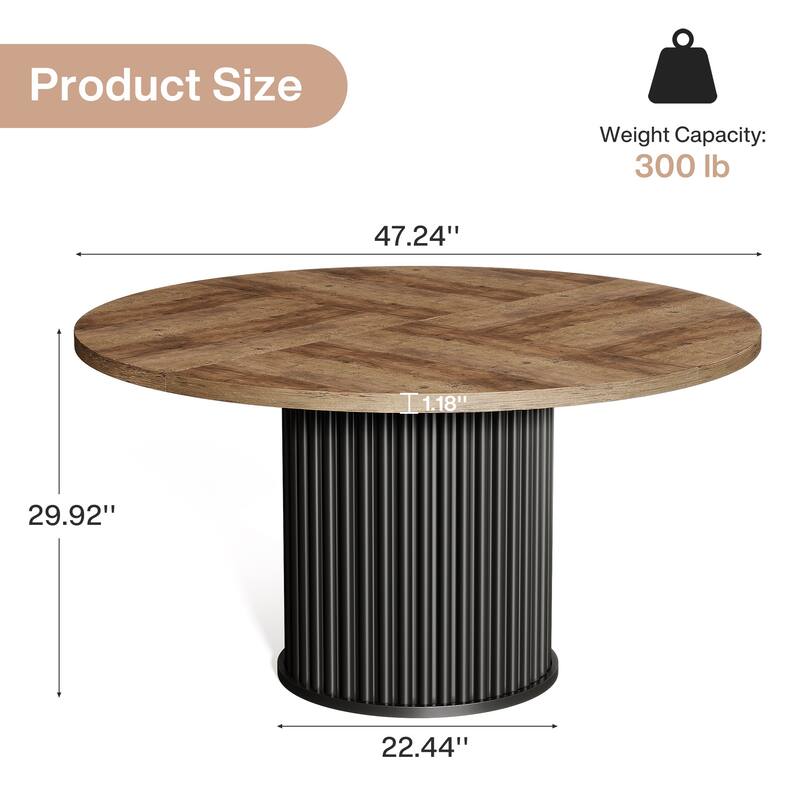 47 Inch Round Conference Table with Metal Base - 47.24" W x 47.24" D x 29.92" H