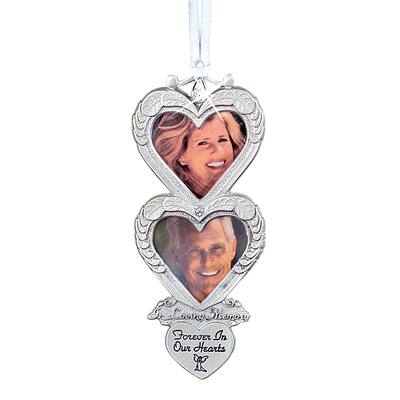 Memorial Frame Double Heart Christmas Tree Ornament - 6.130 x 4.630 x 1.000
