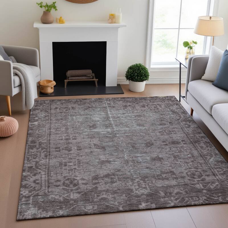 Premium Washable Super Soft Vintage Traditional Mayfield Rug - Mocha - 10' x 14'